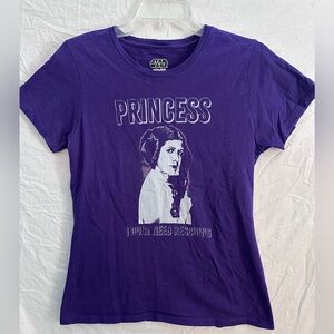 Star Wars Princess Leia “I Don’t Need Rescuing” Tee Women’s Small Purple